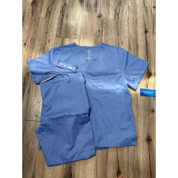 Landau All-Day Mechanical Stretch Unisex Scrub Set LGE Blue Durable Fabric For C - Picture 1 of 6